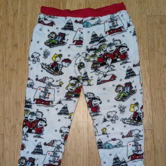 Peanuts Holiday Fuzzy Pajama Pants Size L - Picture 3 of 4
